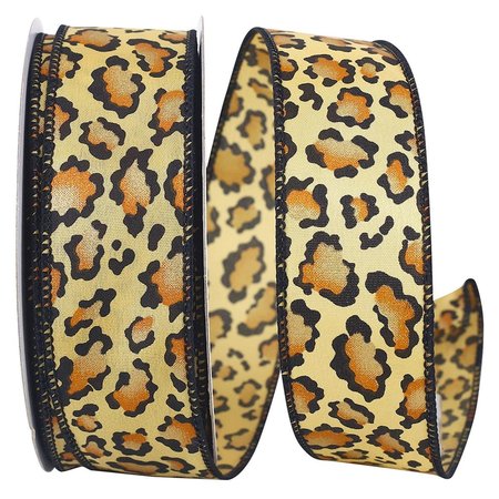 RELIANT RIBBON 10.5 in. 20 Yards Leopard Spots Wired Edge Ribbon, Multi 93640W-001-09H